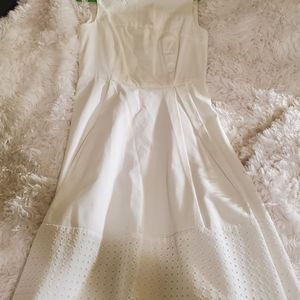 Calvin Klein white layered eyelet dress